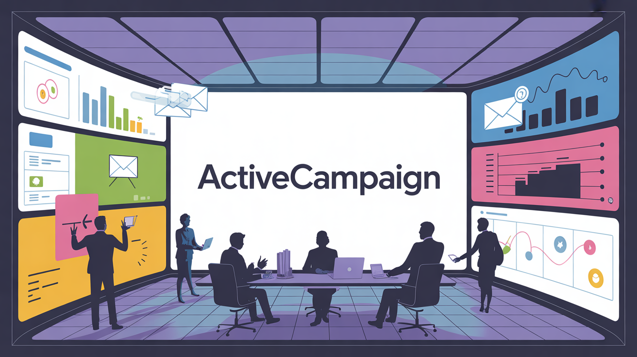 Illustration ActiveCampaign bureau moderne et marketing digital