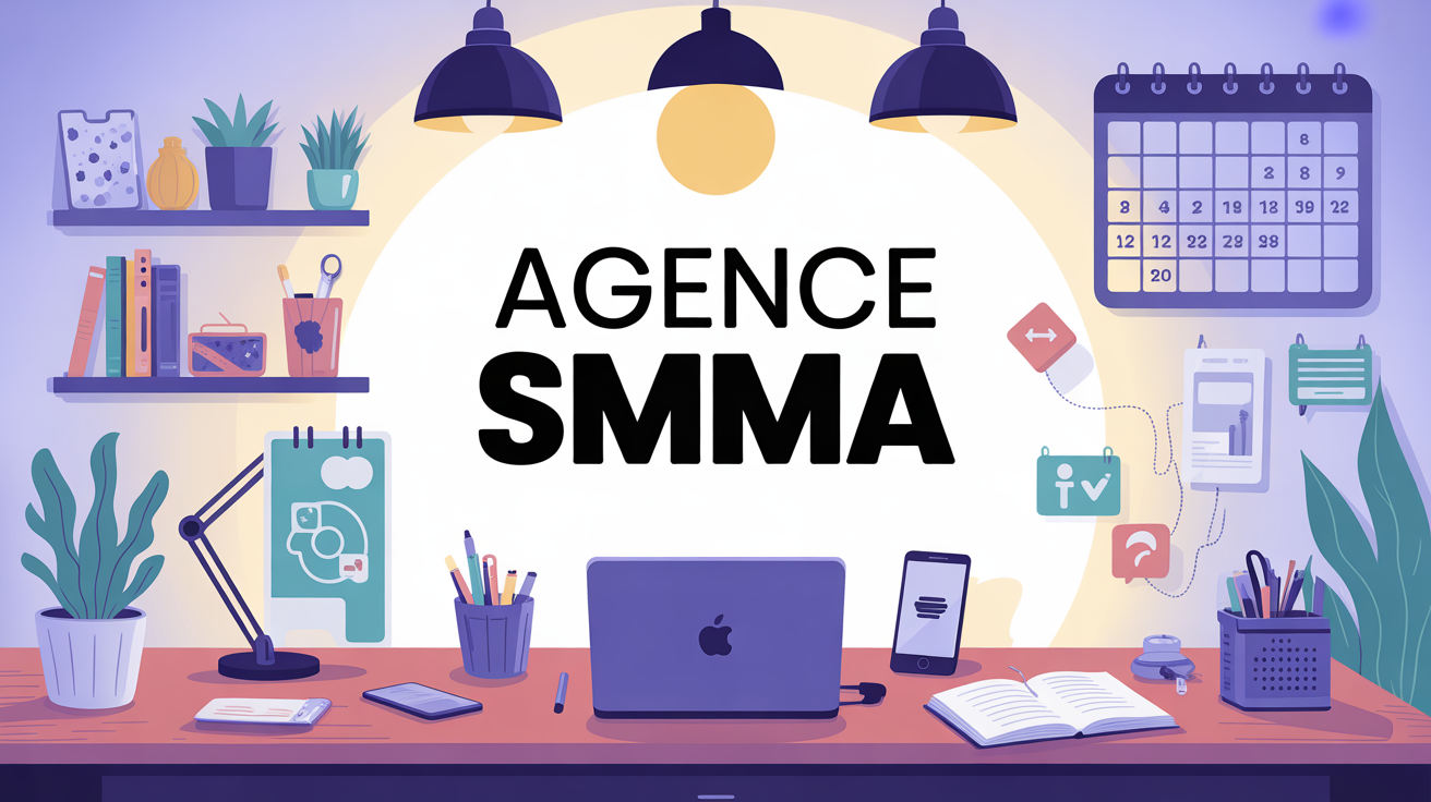 Agence SMMA illustration bureau domicile moderne