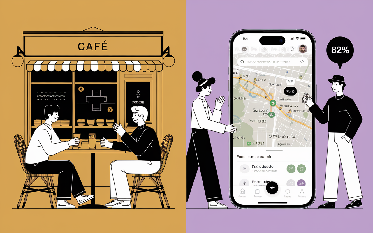 espace fusionné brand in brand café et application mobile