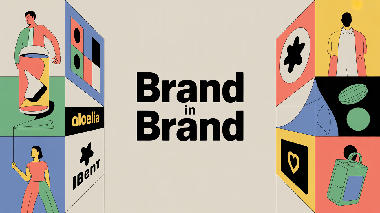 illustration brand in brand deux marques fusionnées
