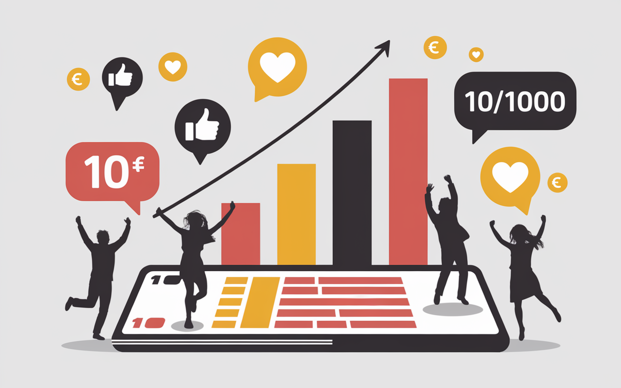 Statistiques gains TikTok 10euros 1000 vues illustration