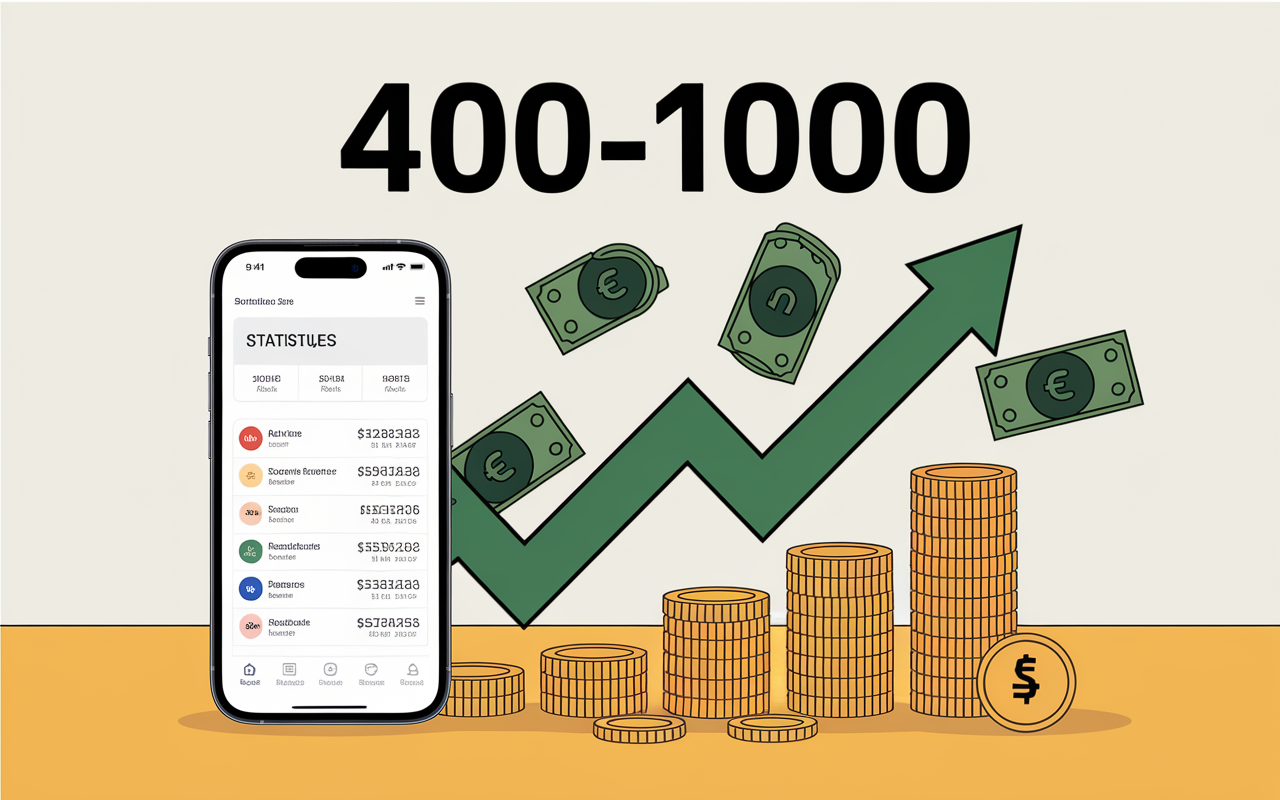Statistiques TikTok graphique euros 400-1000