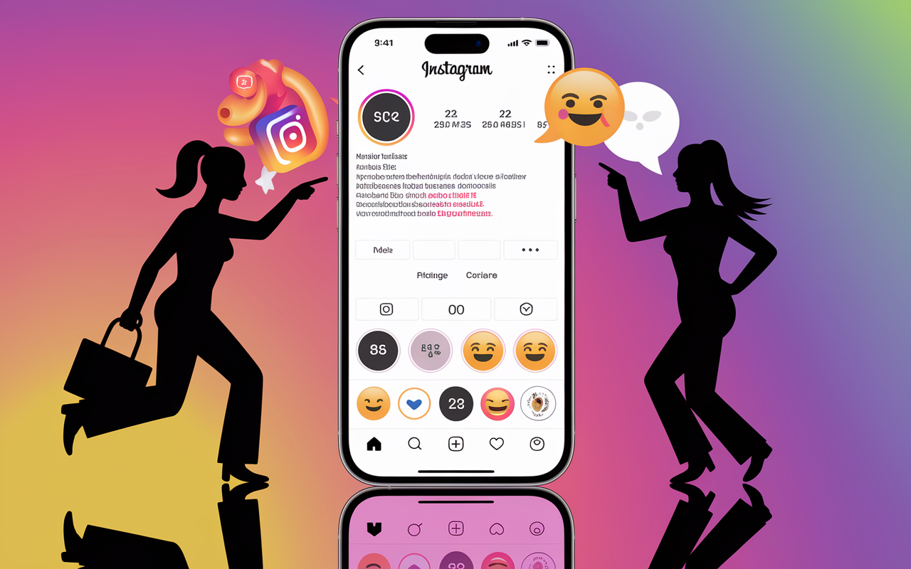 Groupe réflechit à une bio Instagram sur smartphone