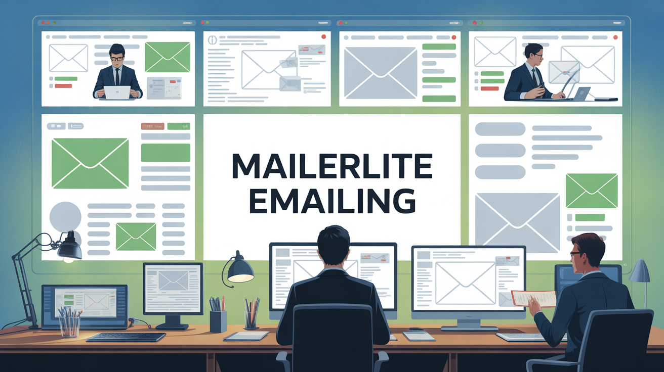 MailerLite emailing interface bureau moderne