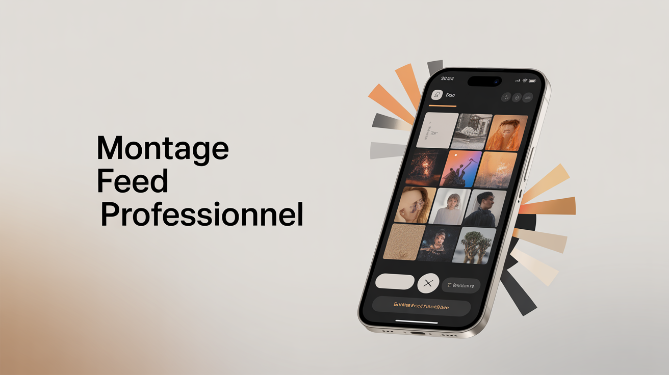 illustration smartphone montage feed professionnel