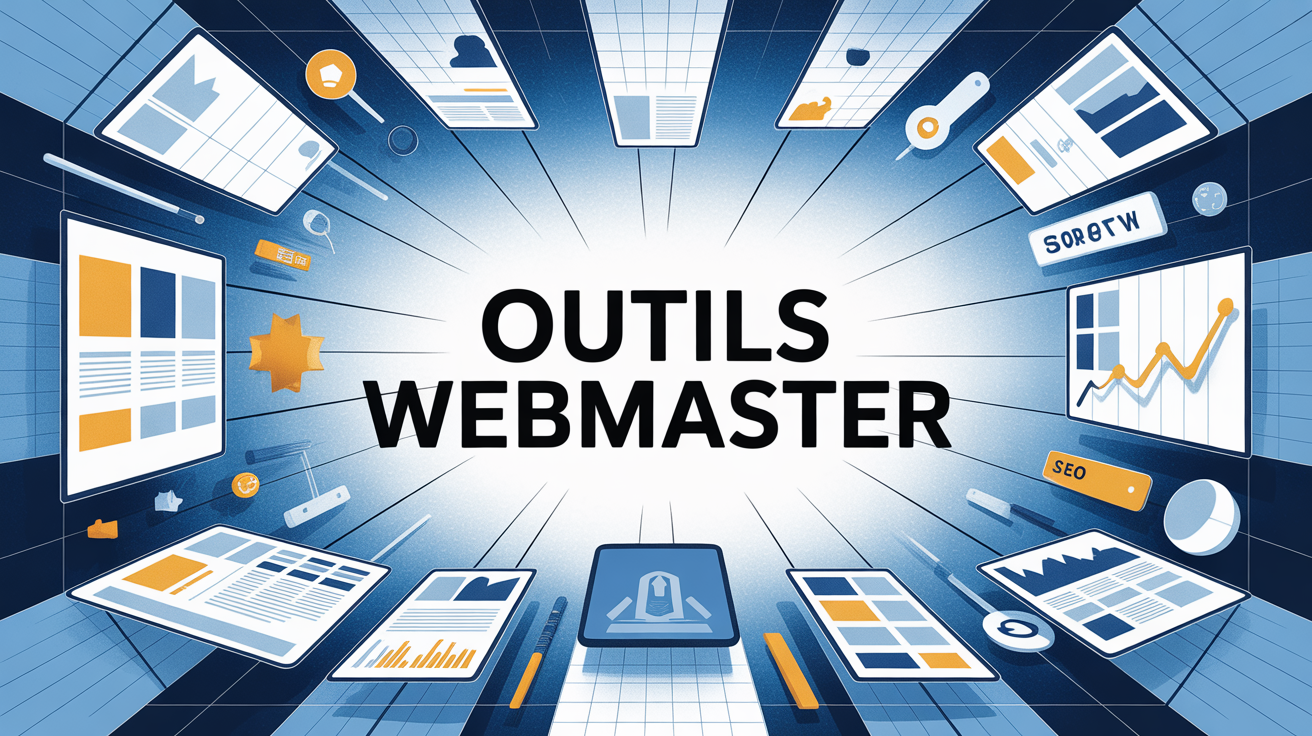Outils webmaster, tableau de bord SEO stylisé, analyse graphique