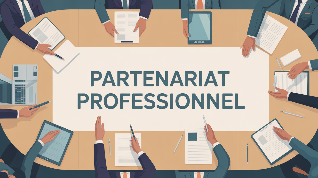 Table conference main serrée partenariat professionnel