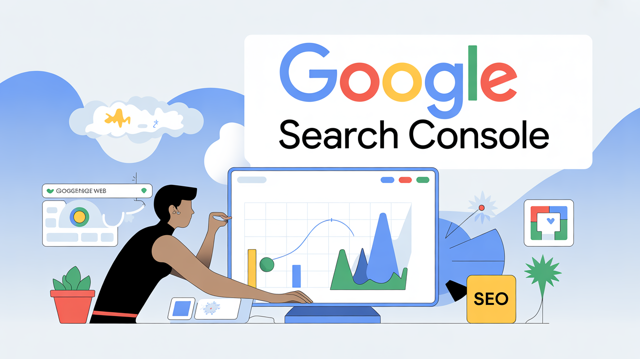 dashboard Google Search Console SEO ordinateur graphique