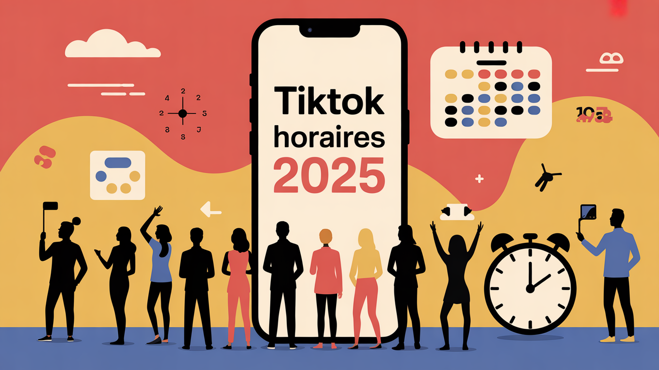 Illustration smartphone TikTok horaires 2025 avec calendrier