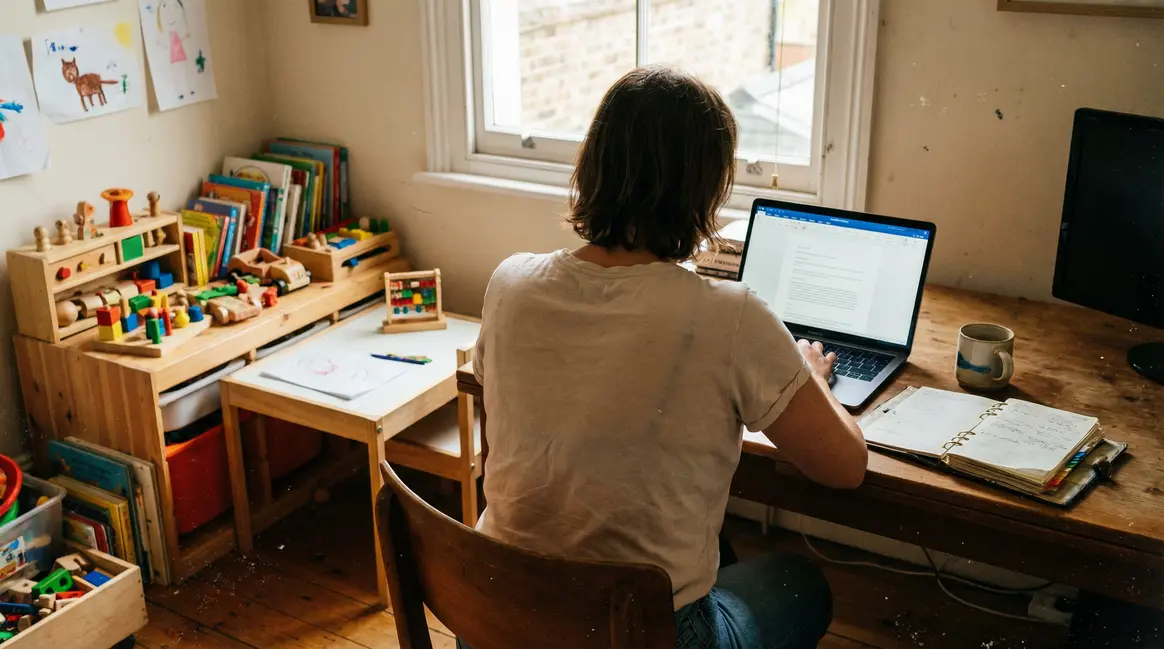 Scène bureau domicile équilibre travail famille