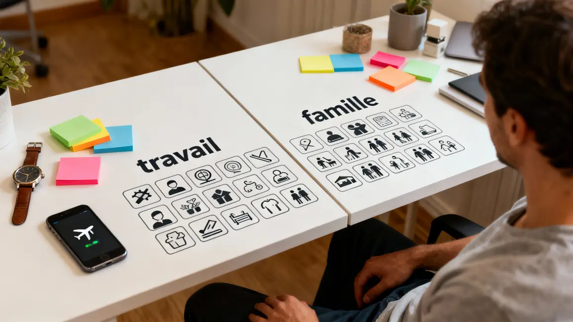 Tableau blanc organisation travail famille