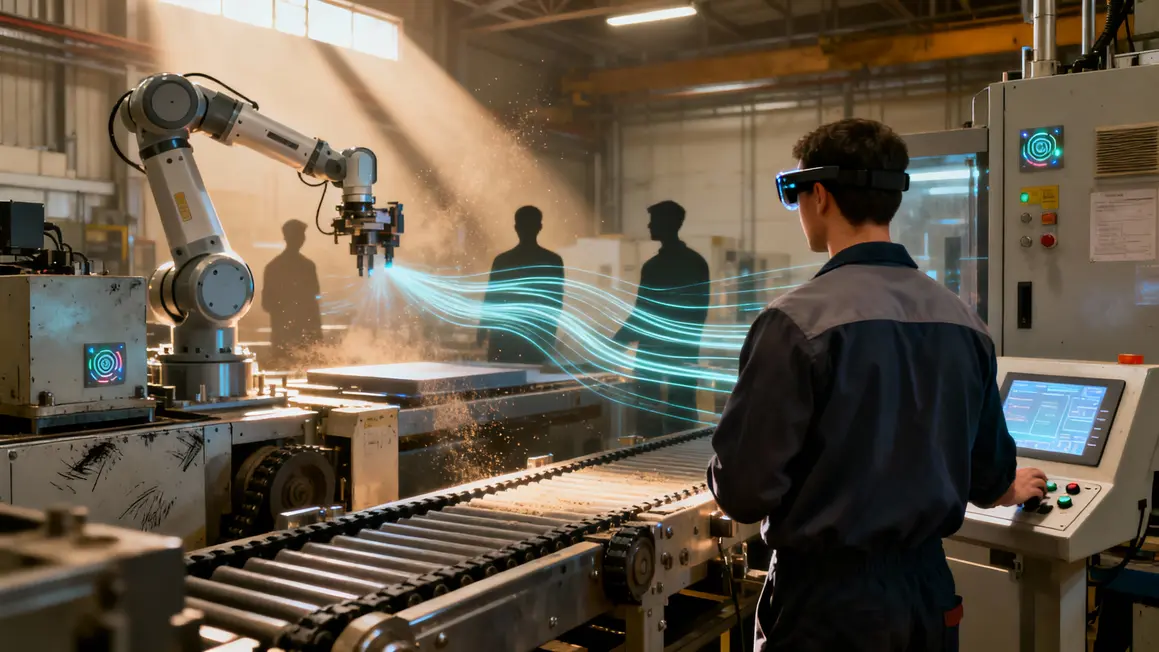 Salle de production automatisée avec IoT et cobots