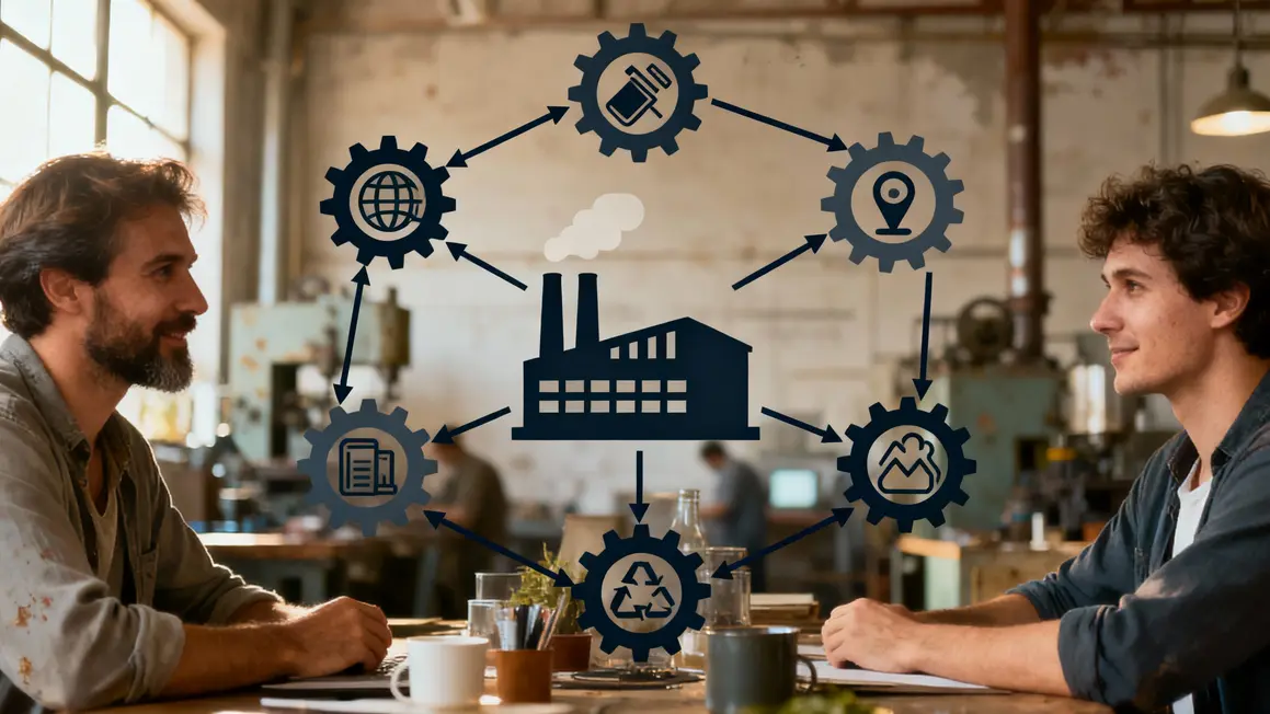 Diagramme optimisation industrielle productivité efficacité durabilité