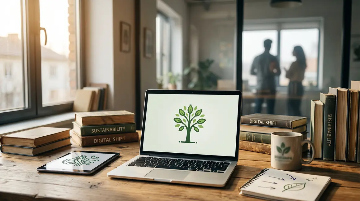 bureau digital moderne symboles transition