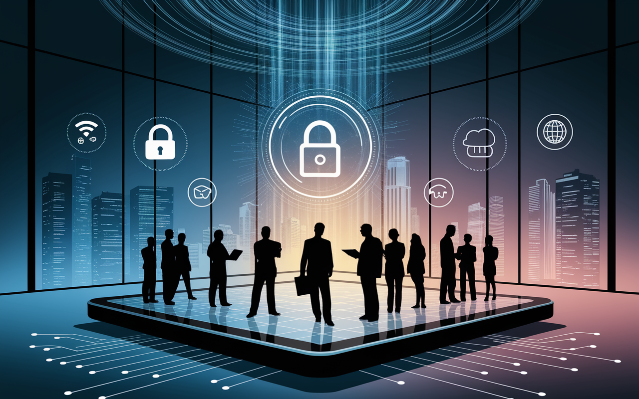 Equipe utilisant outils collaboratif en entreprise